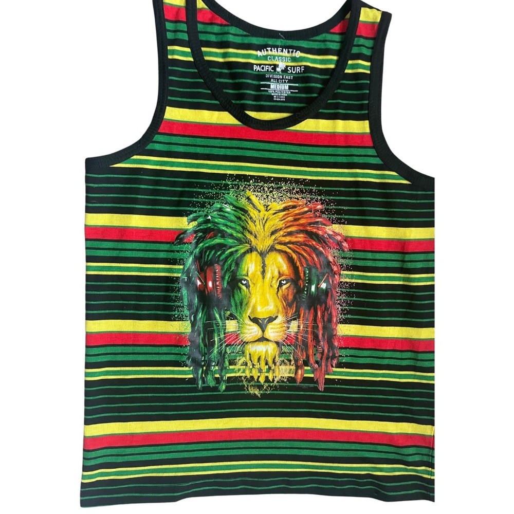 Authentic Classic Pacific Surf Men’s Size Medium Rastafarian Lion Head Tank Top